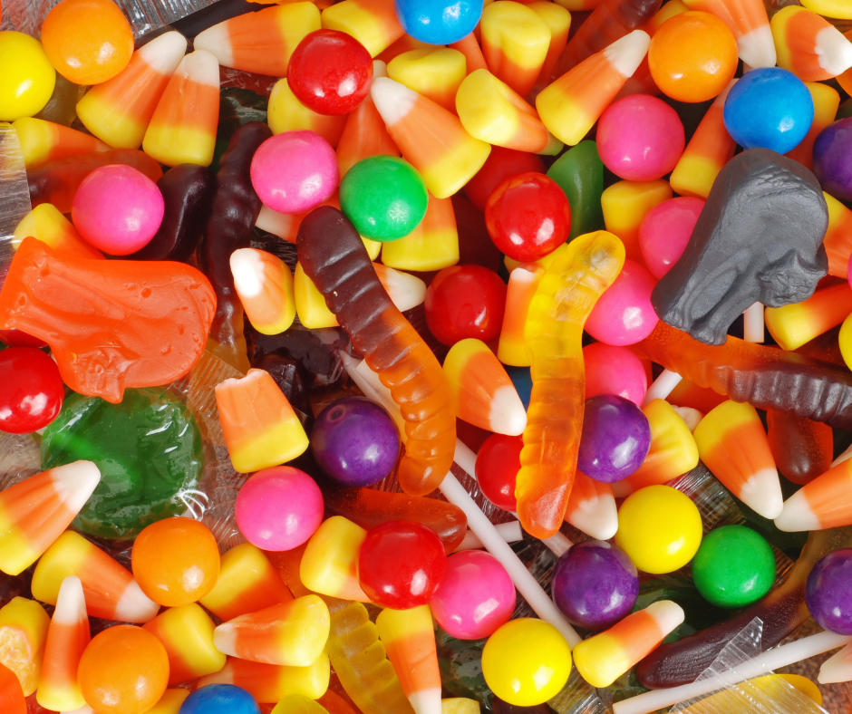 Mix of different types of candy.