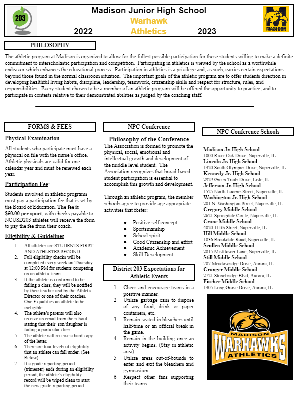 MJHS Athletic Program MJHS Athletic Program